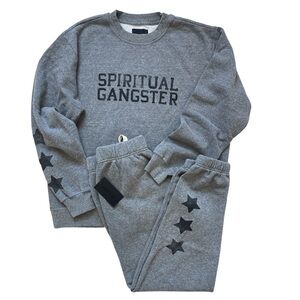 Spiritual Gangster Astra Classic Crew & Jogger Set Heather Gray NWT | Size L